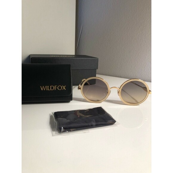 Wildfox Sun-Ryder Gold Pearl Sunglasses Round Frames New In Box W/ Case N Cloth!